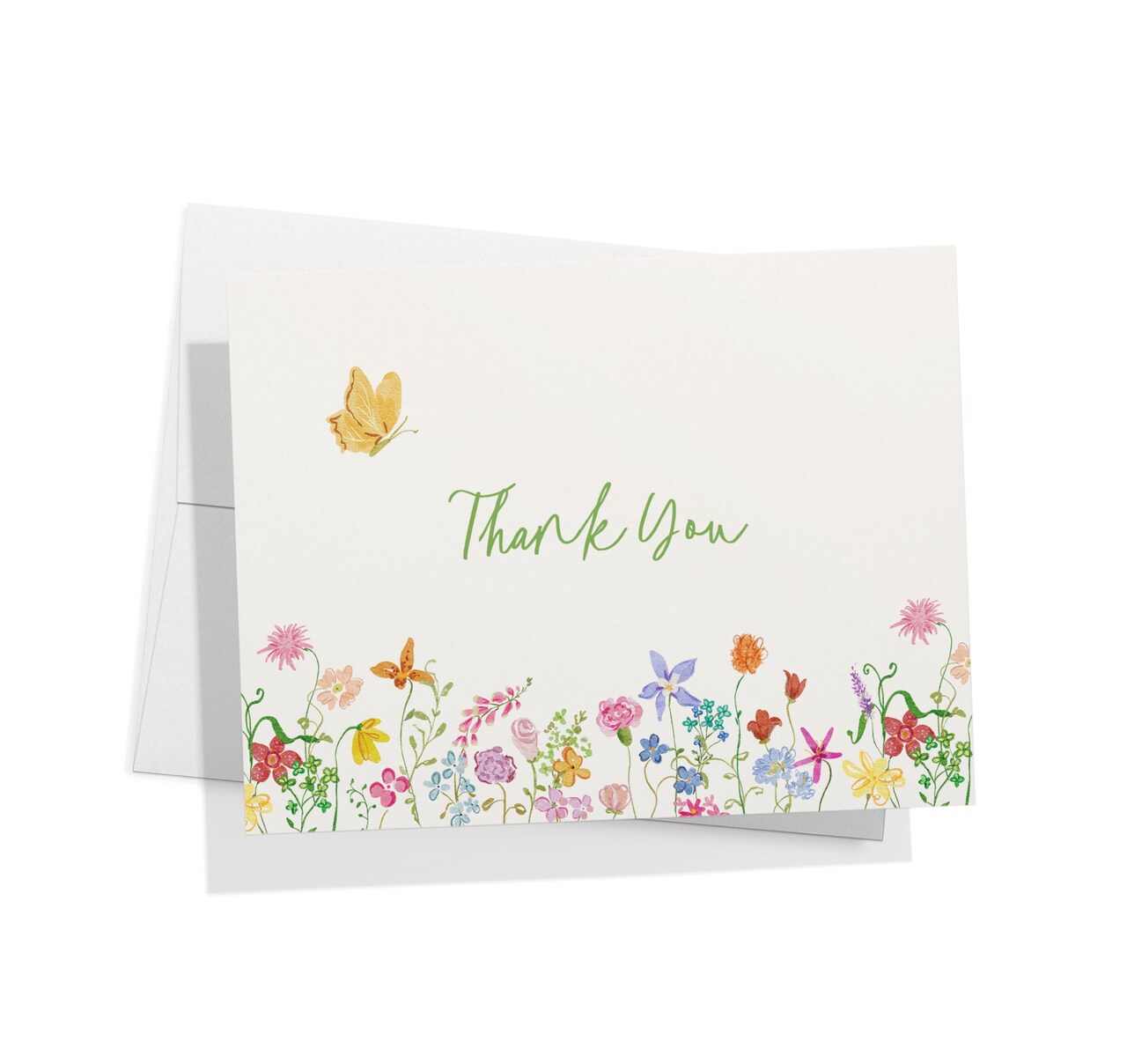 Twigs Paper - Whimsical Florals Thank You Cards 12-Count - Watercolor Flower Greeting Cards with Envelopes - Floral Stationery Set - Eco-Friendly Recycled Paper - Made in USA (5.5 x 4.25)